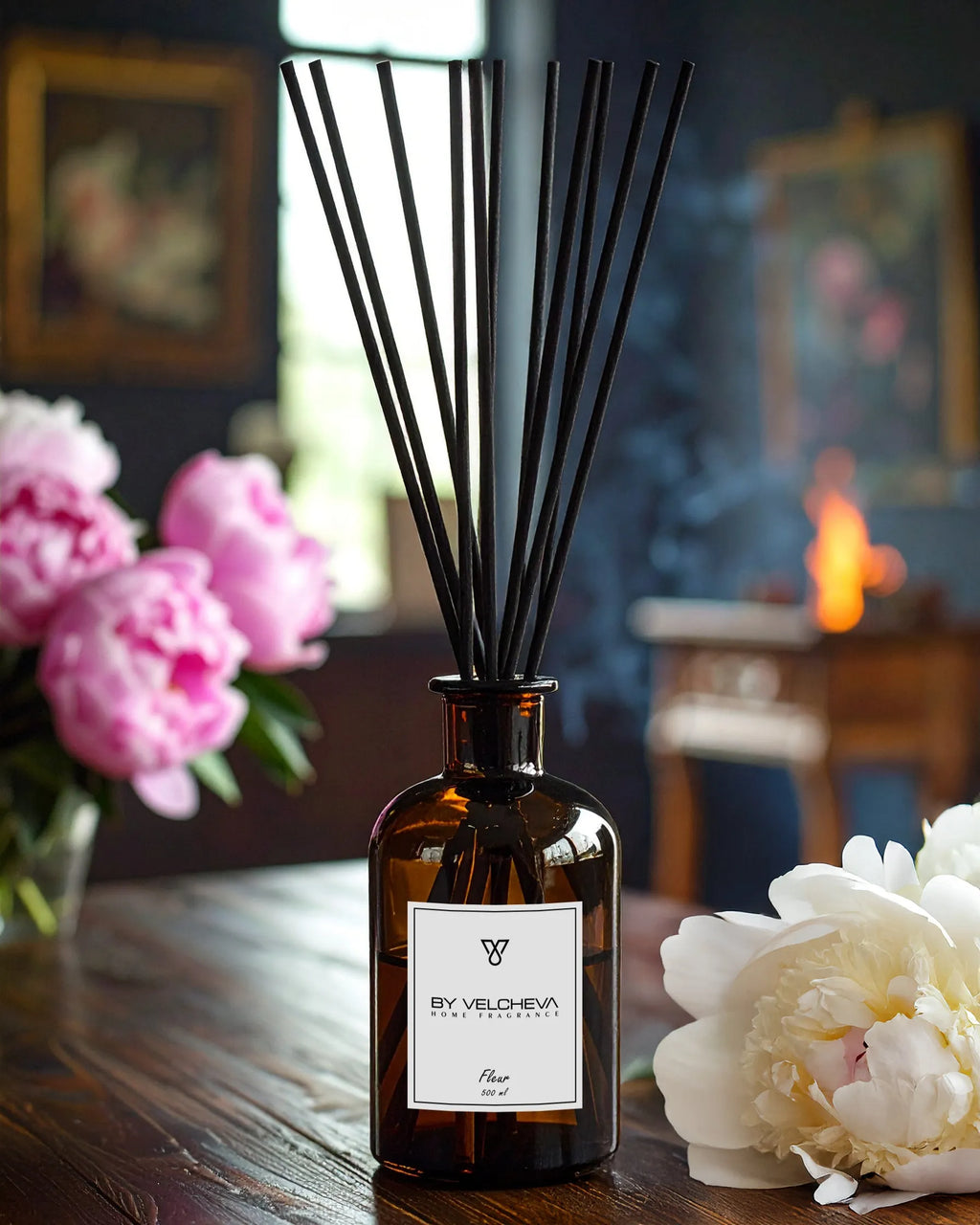 FLEUR – dyfuzor zapachowy z patyczkami Dyfuzory zapachowe z patyczkami S - 125 ml – By Velcheva
